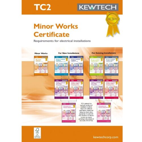 Kewtech TC2 - Minor Works Certificate Pad